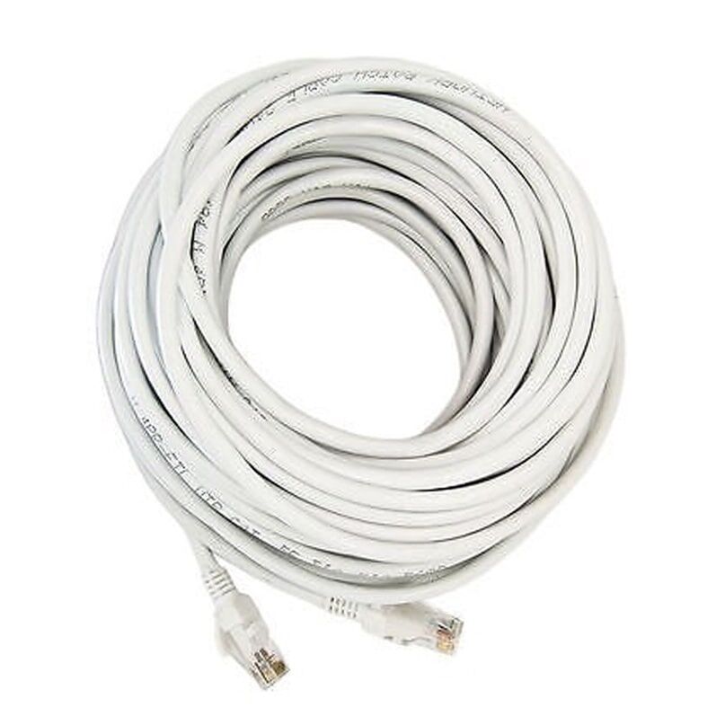 Ice Cable System Cat6 10M Patch Cable The ice cable system cat6 5m patch cable, a coiled white ethernet cable with rj45 connectors on both ends, is displayed on a white background.
